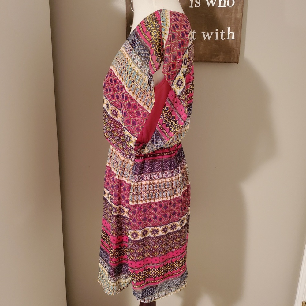 Francesca's Buttons Multi Colored Patterned Dress - image 3